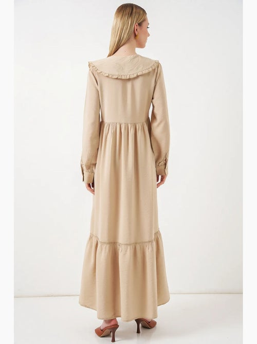 Vestido comprido com colarinho baby e fecho de botões bdart - Kiabi