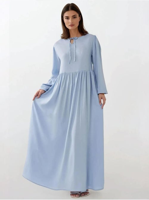 Vestido comprido com corte em a e gola redonda hiccup - Kiabi