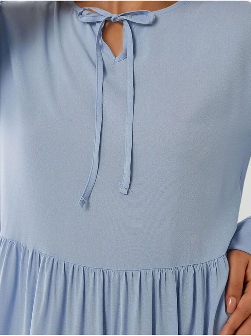 Vestido comprido com corte em a e gola redonda hiccup - Kiabi