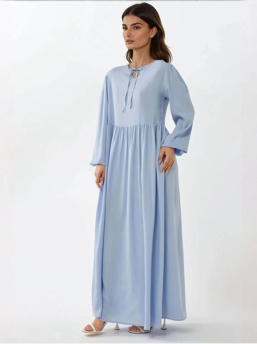 Vestido comprido com corte em a e gola redonda hiccup - Kiabi