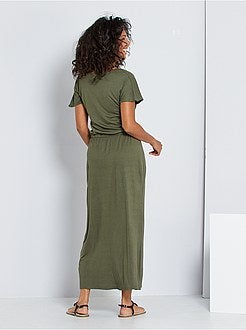 Vestido comprido com cós deslizante - Kiabi