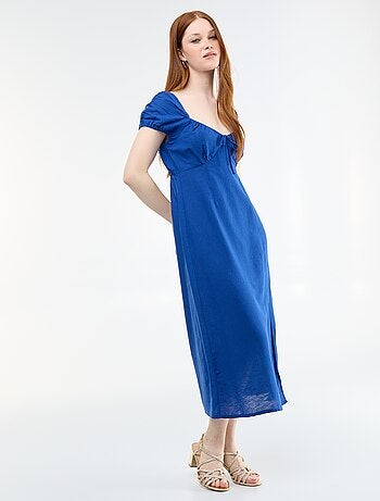 Vestido comprido com decote bardot