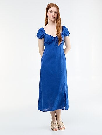 Vestido comprido com decote bardot