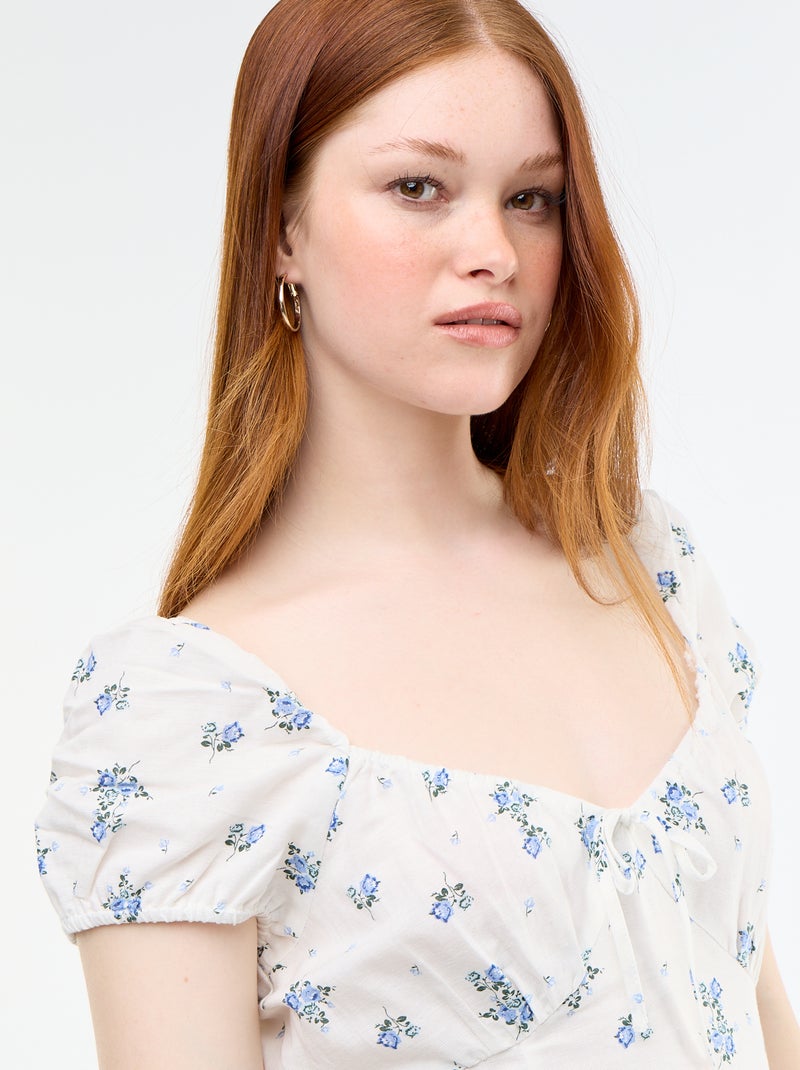 Vestido comprido com decote bardot Branco - Kiabi