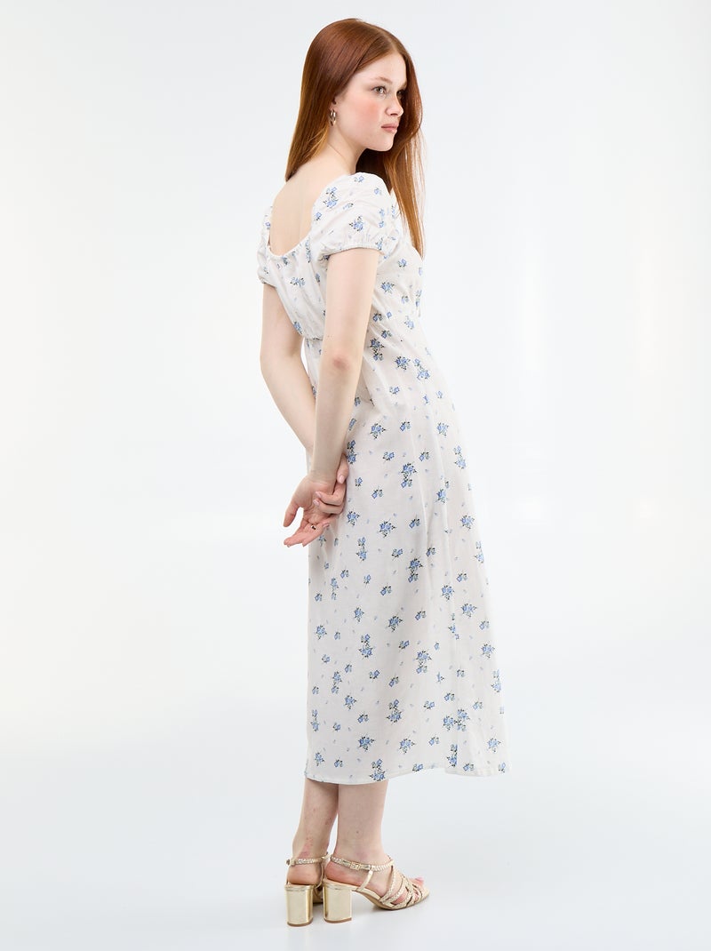 Vestido comprido com decote bardot Branco - Kiabi
