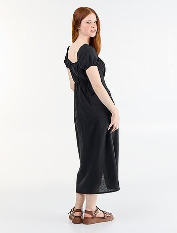 Vestido comprido com decote bardot