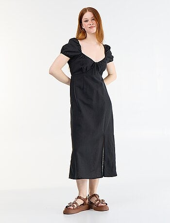 Vestido comprido com decote bardot