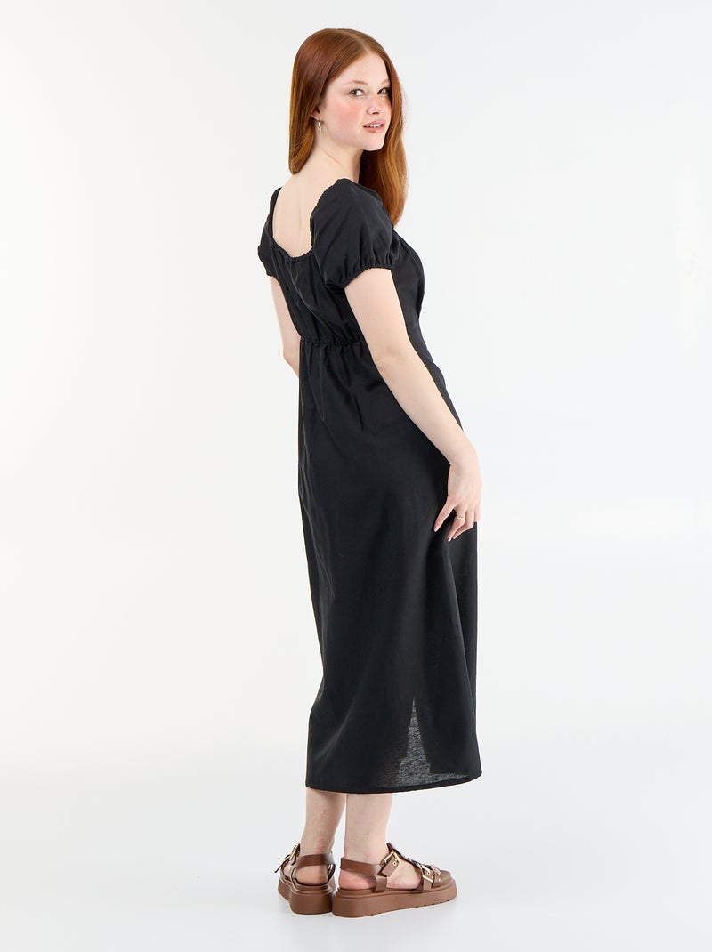 Vestido comprido com decote bardot Preto - Kiabi