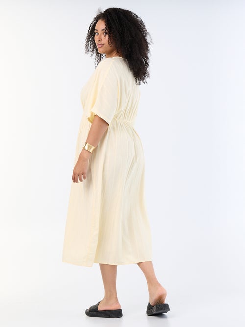 Vestido comprido com decote cruzado e joia fantasia - Kiabi