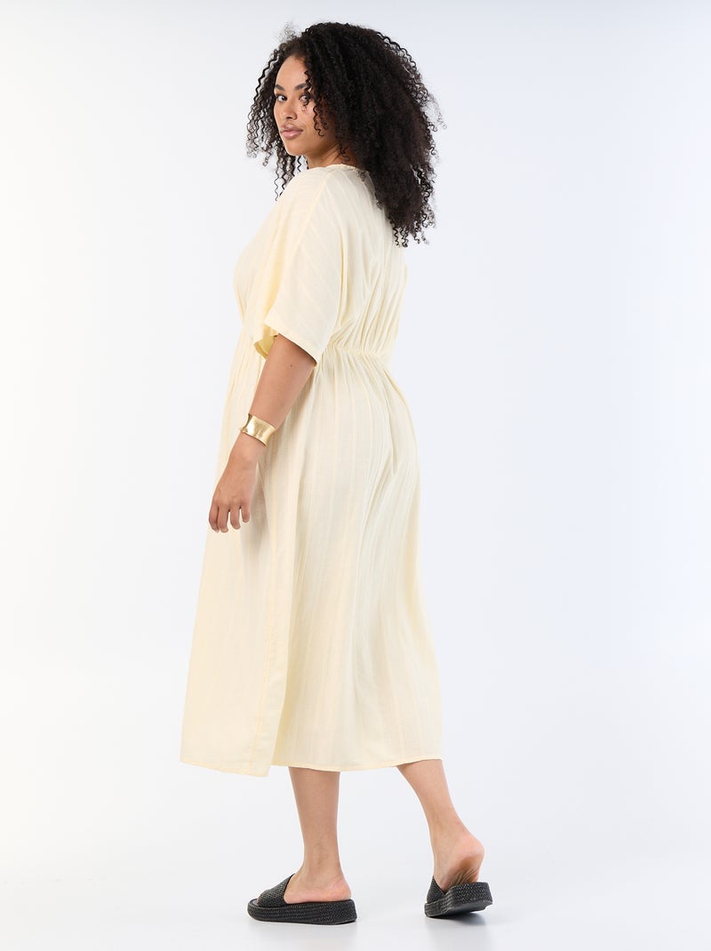 Vestido comprido com decote cruzado e joia fantasia Amarelo - Kiabi