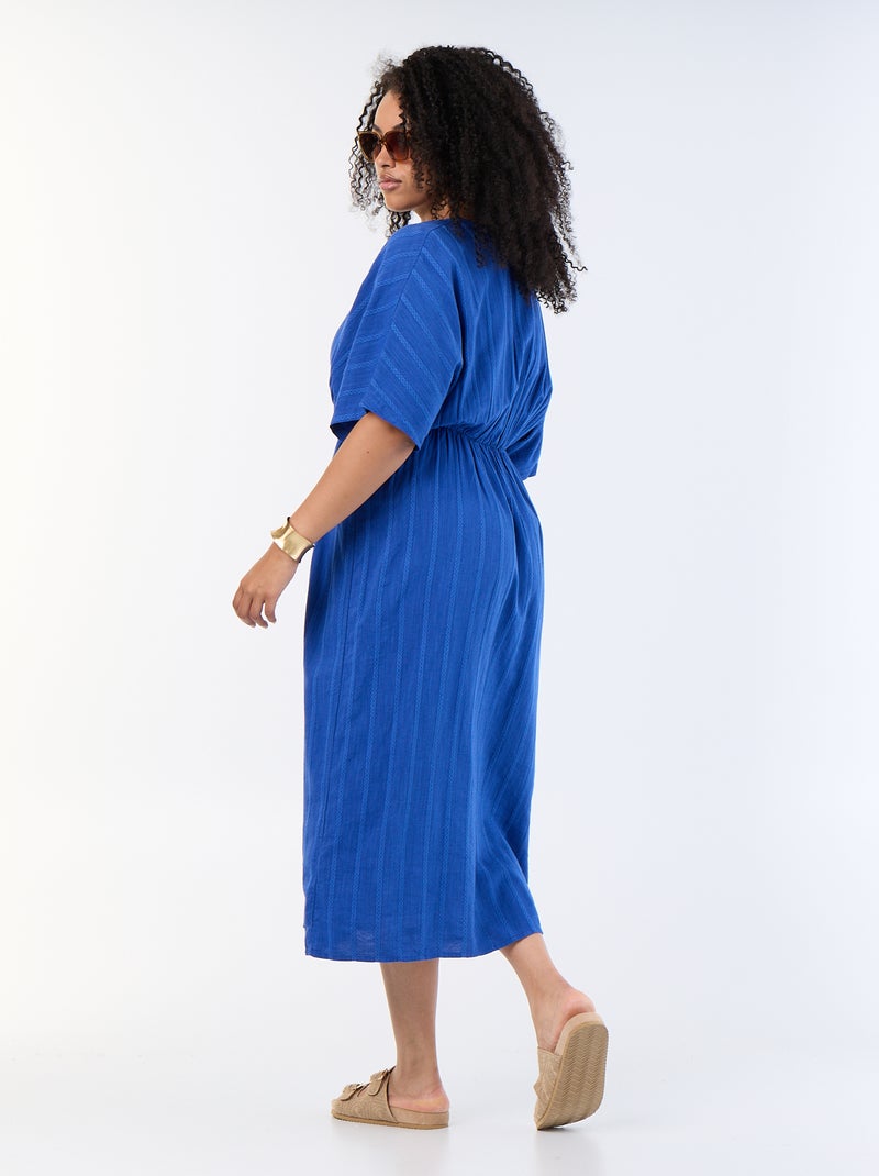 Vestido comprido com decote cruzado e joia fantasia Azul - Kiabi