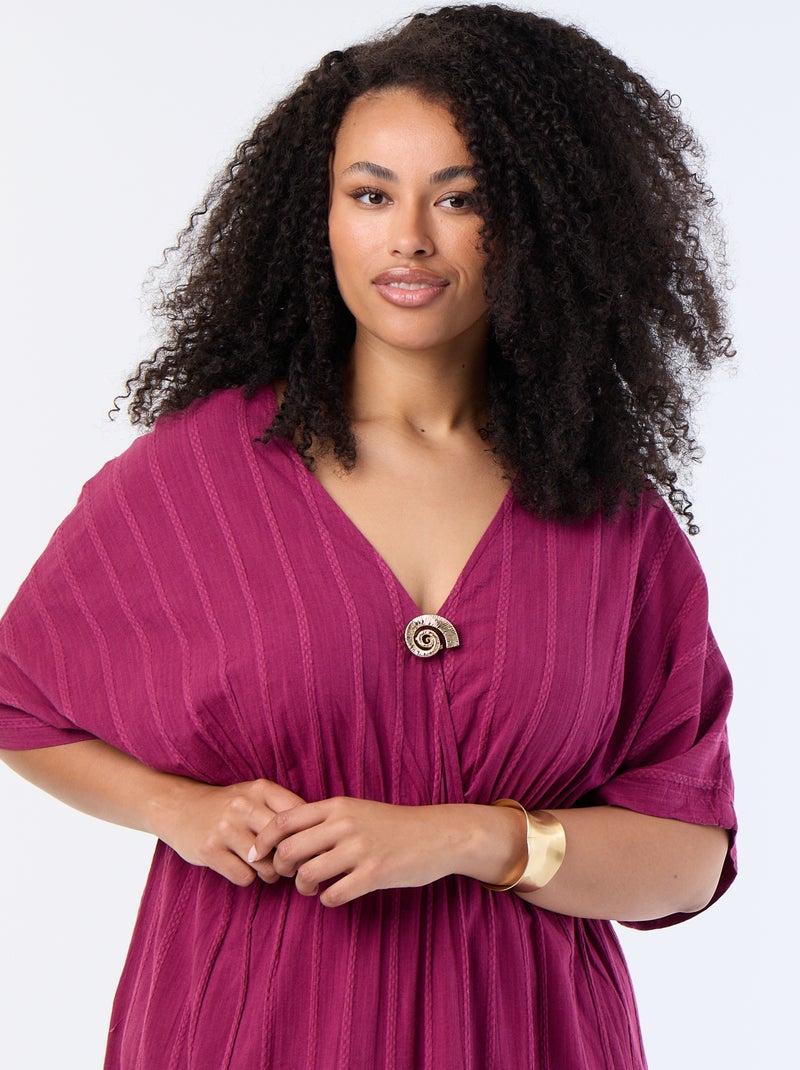 Vestido comprido com decote cruzado e joia fantasia Violeta - Kiabi