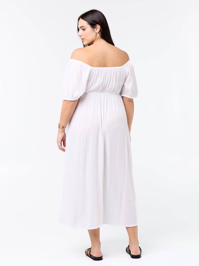 Vestido comprido com decote redondo Branco - Kiabi