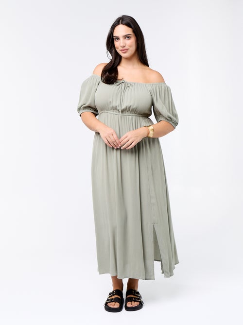 Vestido comprido com decote redondo - Kiabi