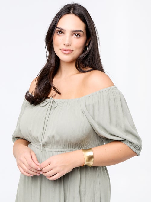 Vestido comprido com decote redondo - Kiabi