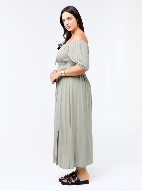 Vestido comprido com decote redondo - Kiabi