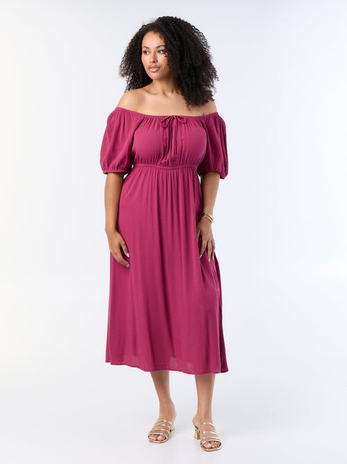 Vestido comprido com decote redondo - Kiabi