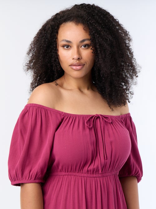 Vestido comprido com decote redondo - Kiabi