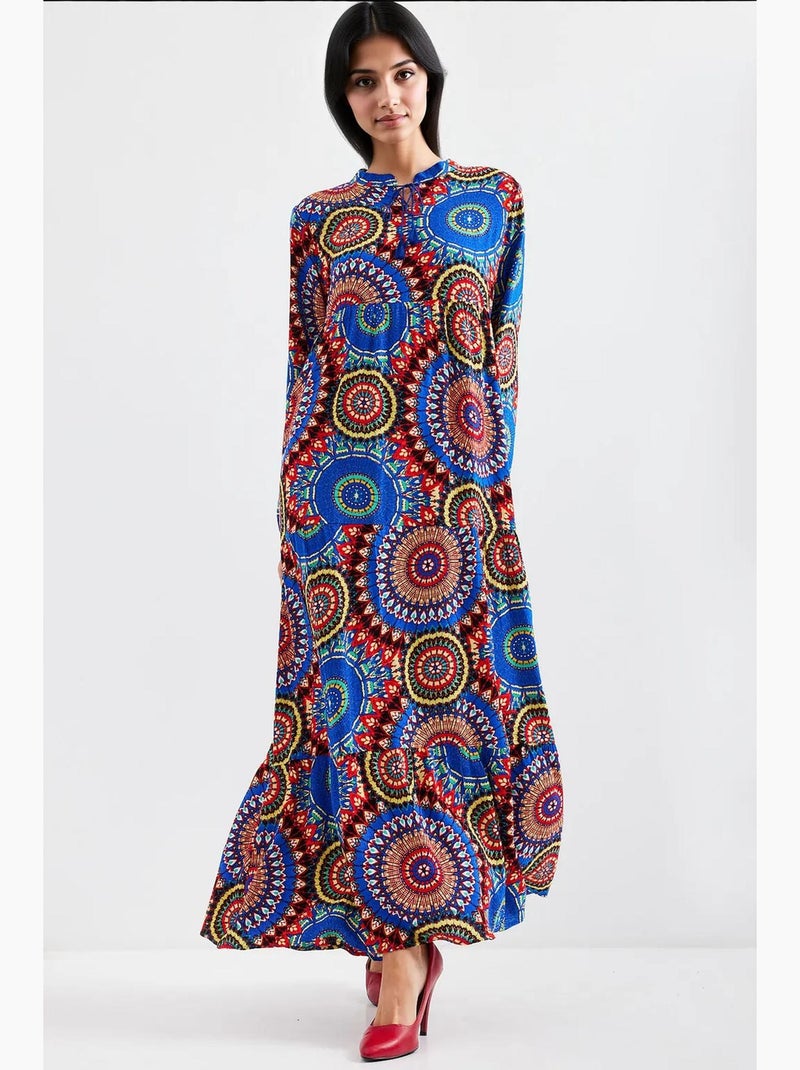 Vestido comprido com detalhe de laço bdart Azul-cobalto - Kiabi