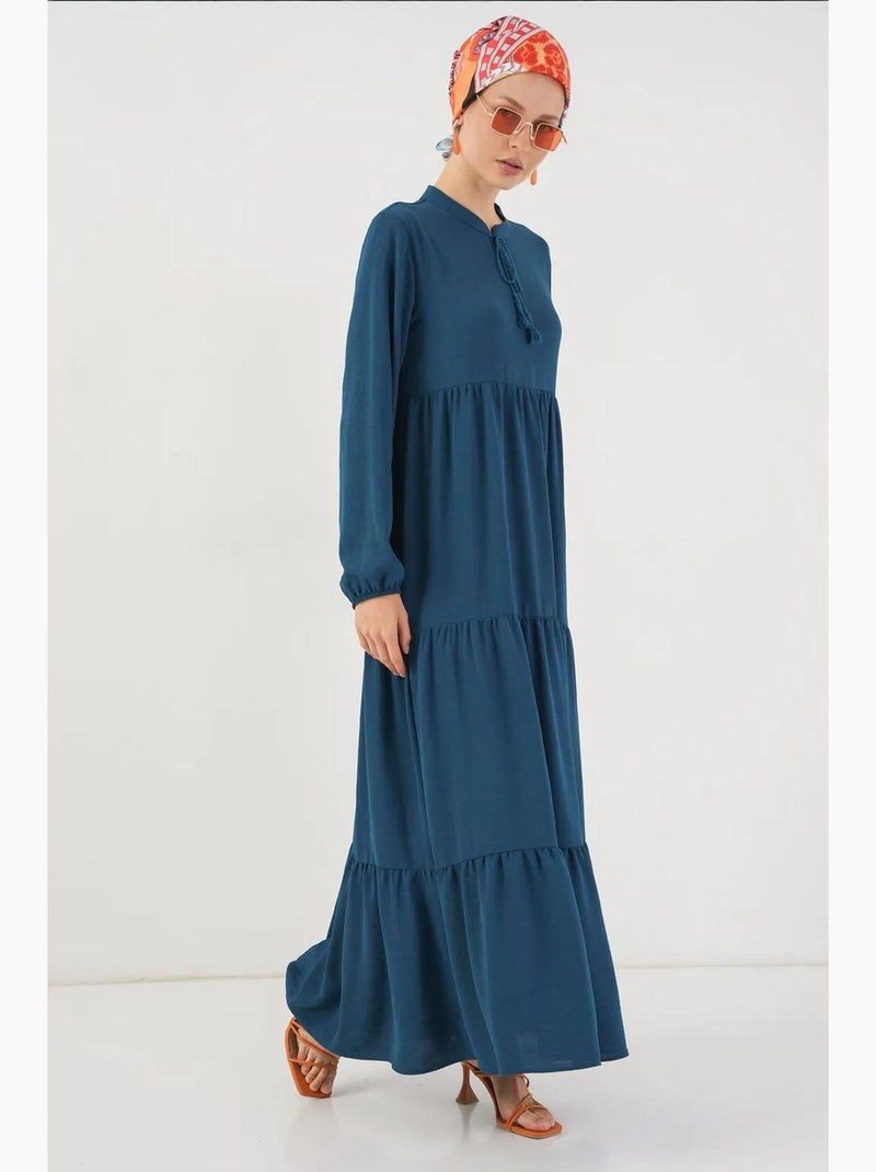 Vestido comprido com detalhe de laço bdart Azul - Kiabi