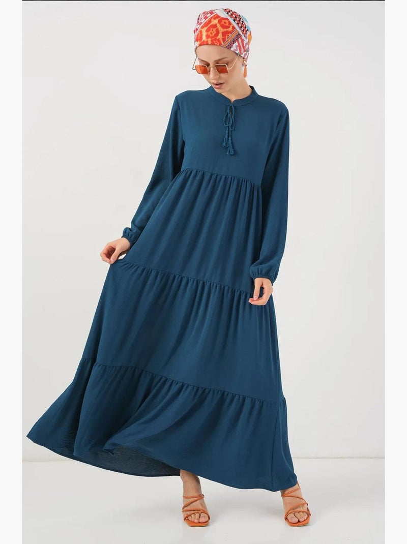Vestido comprido com detalhe de laço bdart Azul - Kiabi