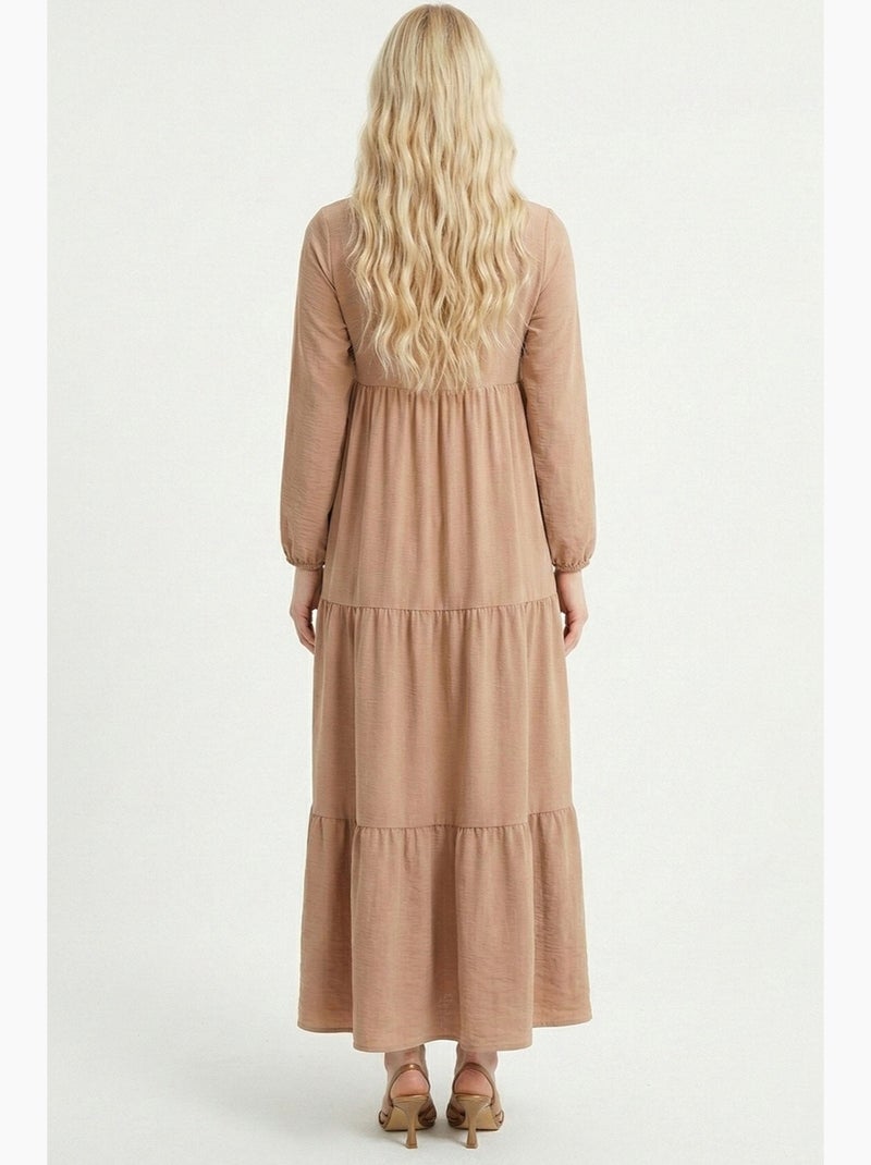 Vestido comprido com detalhe de laço bdart Greige - Kiabi