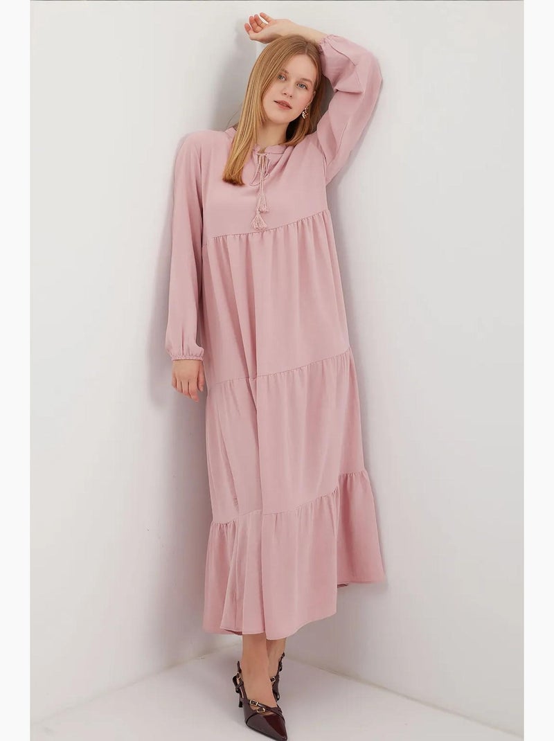 Vestido comprido com detalhe de laço bdart Rosa-pálido - Kiabi