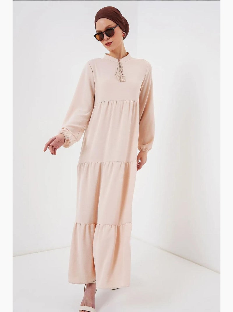 Vestido comprido com detalhe de laço bdart Rosa velho - Kiabi