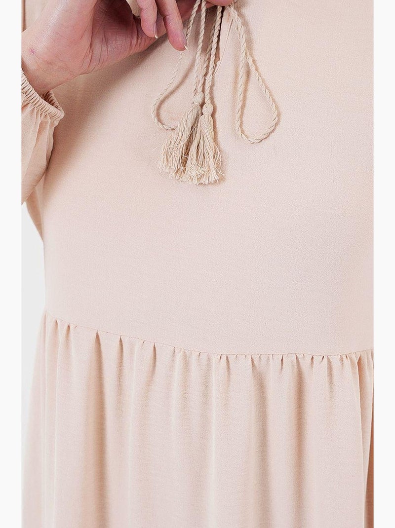 Vestido comprido com detalhe de laço bdart Rosa velho - Kiabi