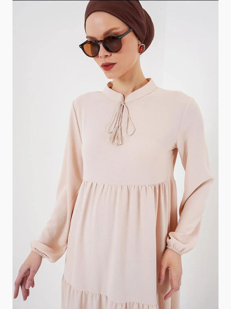 Vestido comprido com detalhe de laço bdart Rosa velho - Kiabi