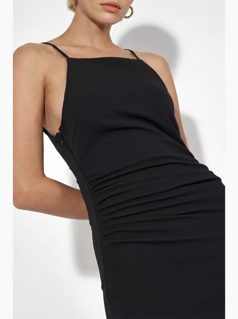 Vestido comprido com detalhe drapeado busem Preto - Kiabi
