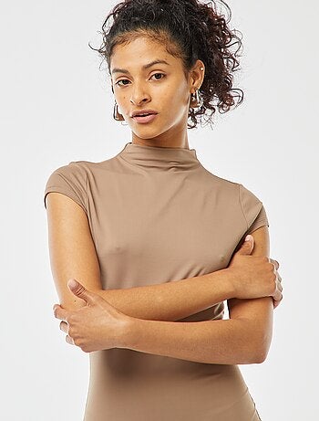 Vestido comprido com efeito pele de pêssego
