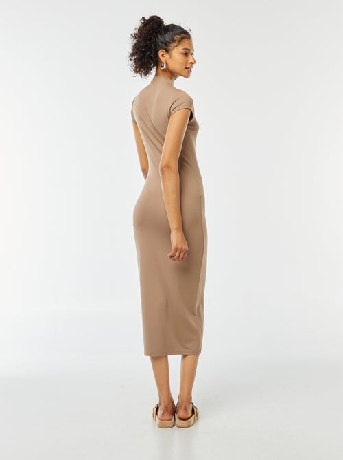 Vestido comprido com efeito pele de pêssego - Kiabi