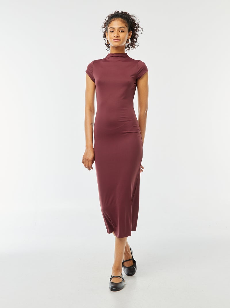 Vestido comprido com efeito pele de pêssego Vermelho - Kiabi
