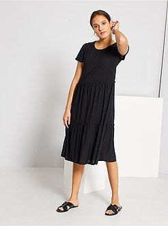 Vestido comprido com efeito saiote - Kiabi