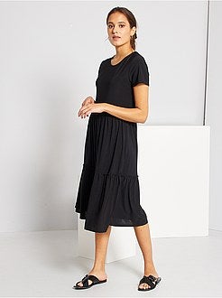 Vestido comprido com efeito saiote - Kiabi