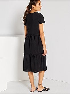 Vestido comprido com efeito saiote - Kiabi