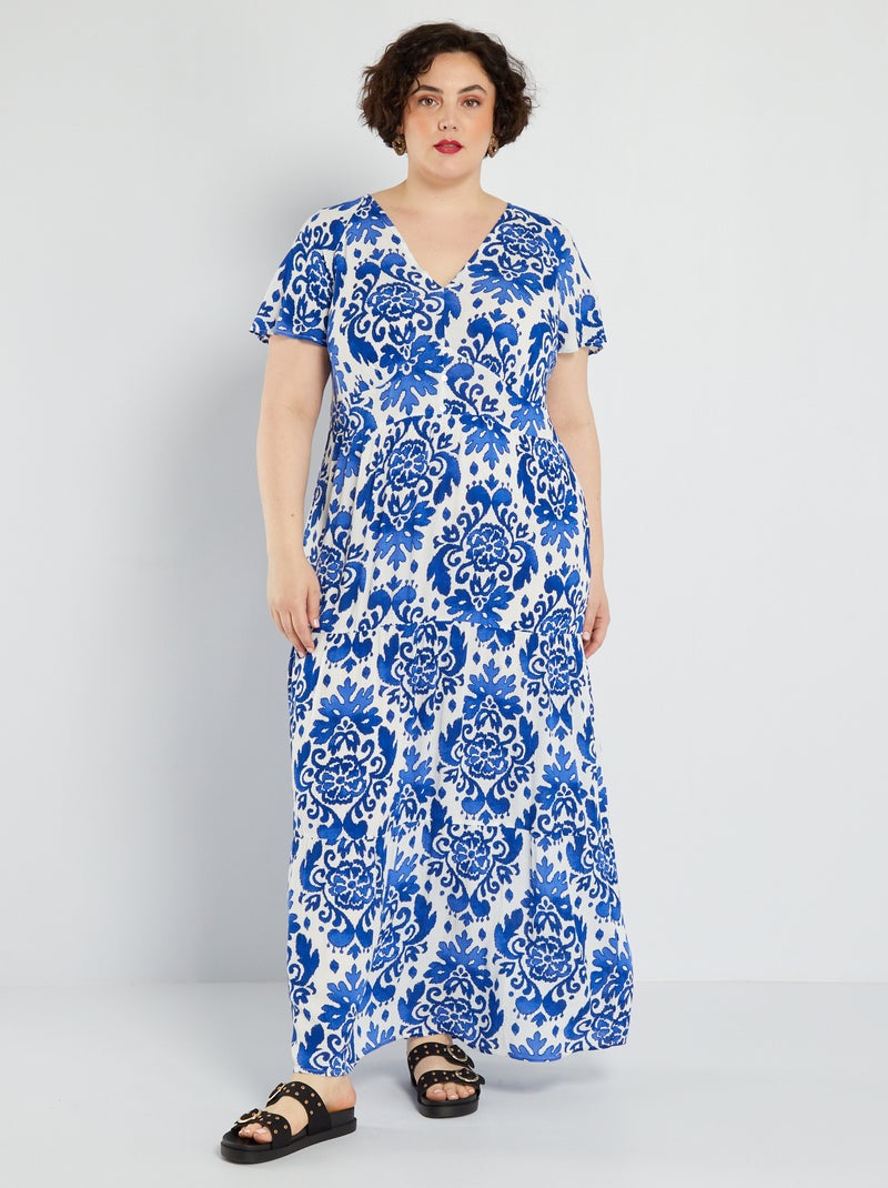 Vestido comprido com estampado AZUL - Kiabi
