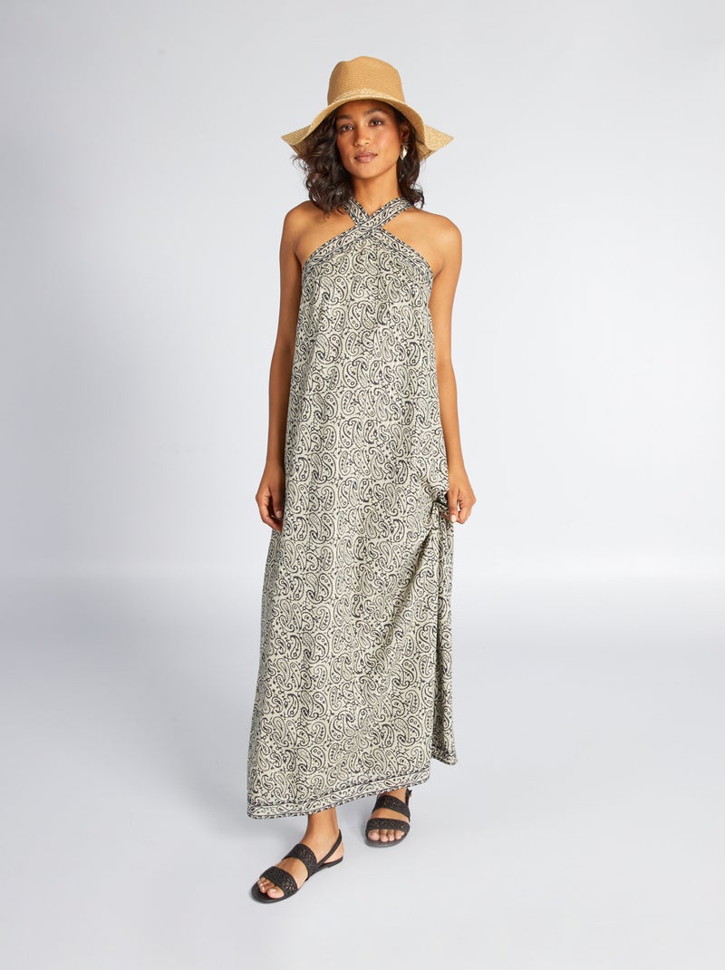 Vestido comprido com estampado AZUL - Kiabi