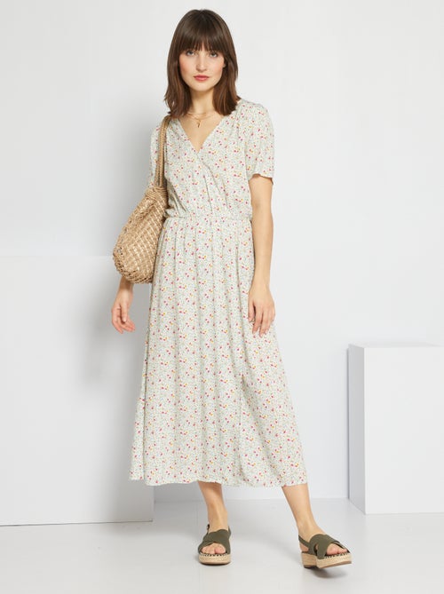 Vestido comprido com estampado de fantasia - Kiabi