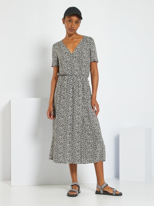 Vestido comprido com estampado de fantasia - Kiabi