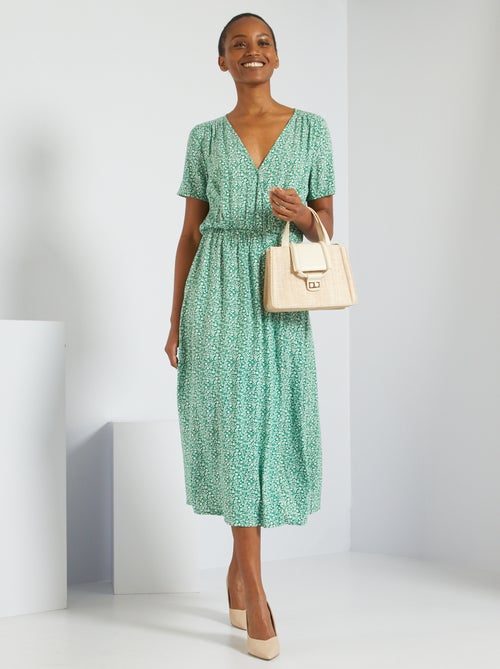 Vestido comprido com estampado de fantasia - Kiabi