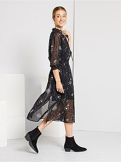 Vestido comprido com estampado 'estrelas' - Kiabi