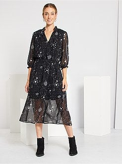 Vestido comprido com estampado 'estrelas' - Kiabi