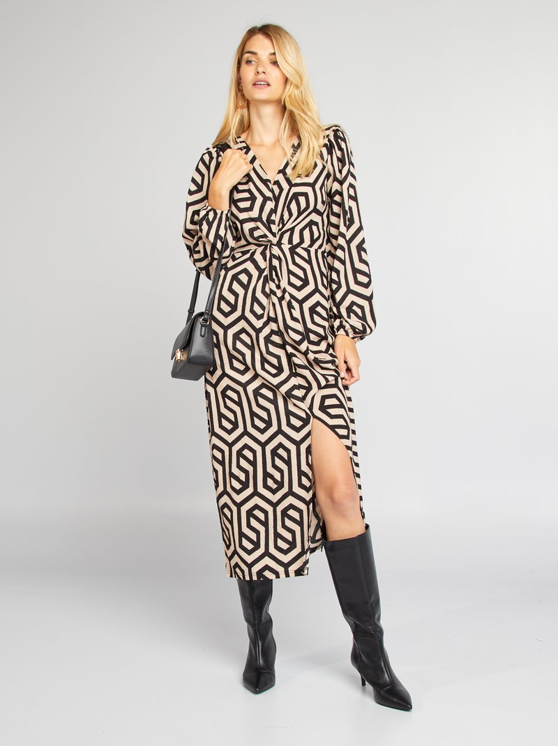 Vestido comprido com estampado gráfico 'JDY' PRETO - Kiabi