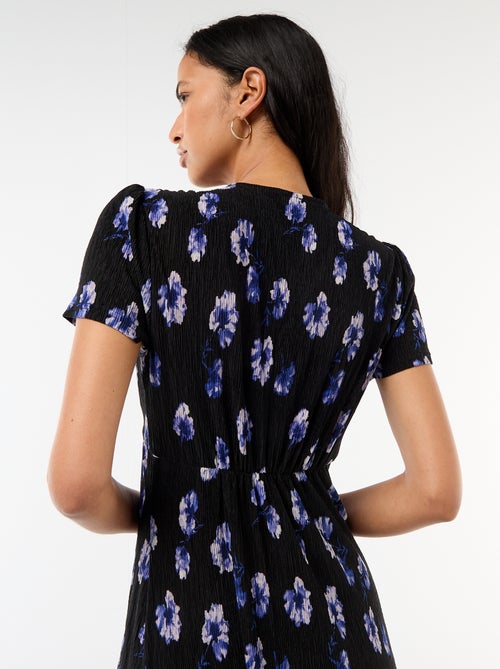 Vestido comprido com estampado integral fino - Kiabi