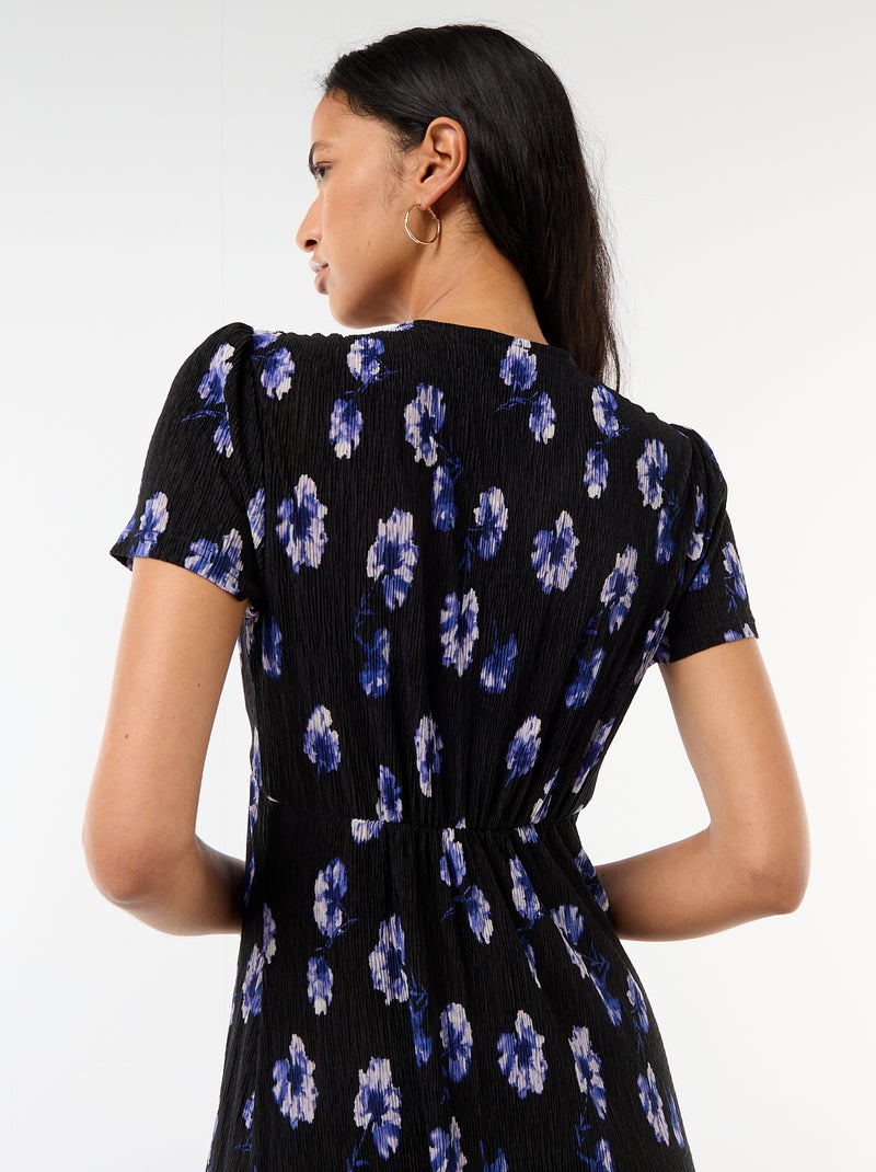 Vestido comprido com estampado integral fino Azul - Kiabi