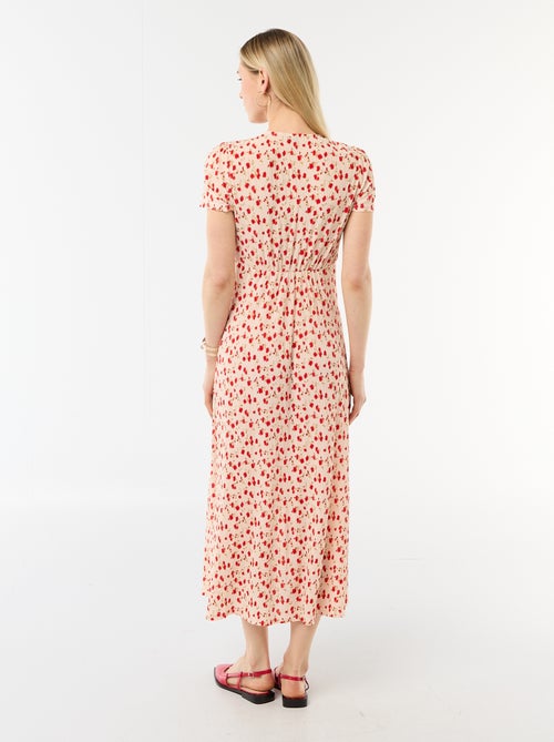 Vestido comprido com estampado integral fino - Kiabi