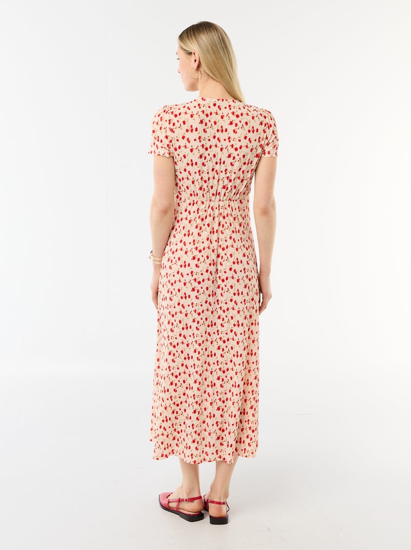 Vestido comprido com estampado integral fino Branco - Kiabi