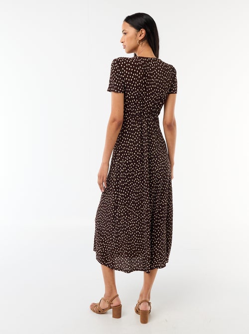 Vestido comprido com estampado integral fino - Kiabi